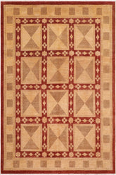 handmade Transitional Kafkaz Beige Rust Hand Knotted RECTANGLE 100% WOOL area rug 8 x 10